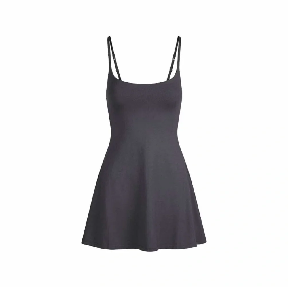 SKIMS NWT Smooth Lounge Skimpy Strap Mini Dress- Obsidian - Picture 3 of 4